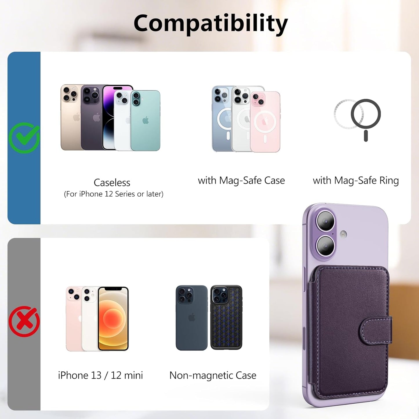 17pro/17/16/15/14/13/12 4-Card TopMade for MagSafe Wallet, Strongest Magnetic Card Holder for iPhone Series(Not