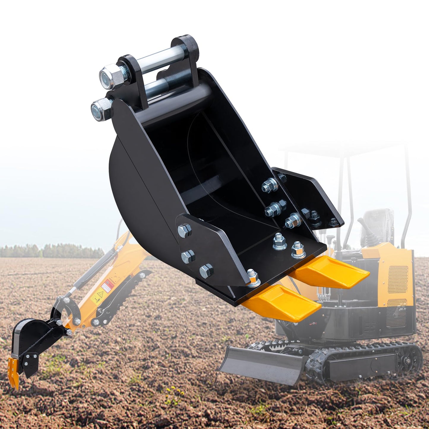 MMS 7.87in/200mm Mini Excavator Attachment, Narrow Backhoe Bucket, Manganese Steel Trench Digger Bucket with Metal Teeth, Suitable for 0.8-1.8 Tons Mini Excavators Digging Soil, Landscaping Work