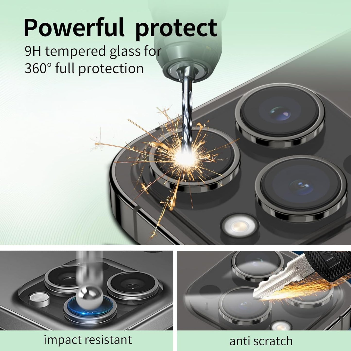 3 Pack 16 9H BLEUM CADE Camera Lens Protector for iPhone Pro Max, Full Coverage, Anti-Scratch, Hardness Tempered Glass