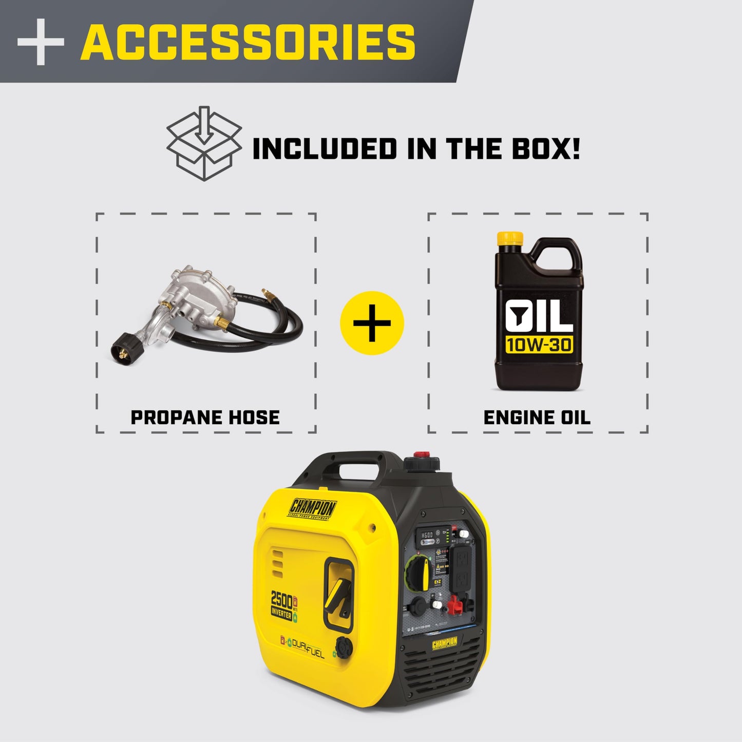 Champion Power Equipment 2500-Watt Dual Fuel Portable Inverter Generator with Quiet Technology and CO Shield