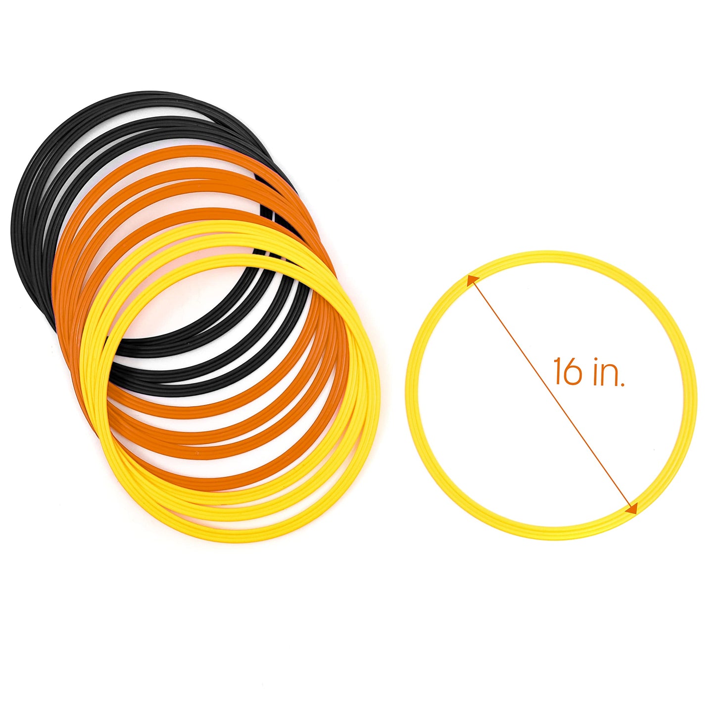 Trademark Innovations Speed & Agility Training Rings - Set of 12-16" Outer Diameter (Yellow/Orange/Black)