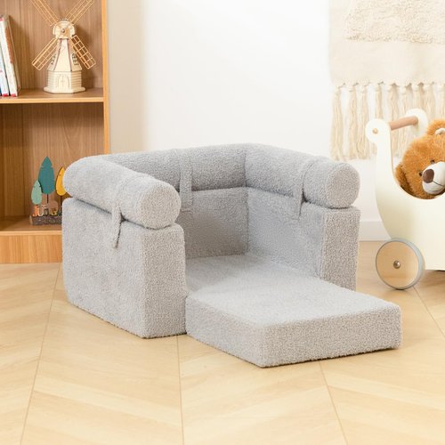 ALIMORDEN Kids 2-in-1 Flip Detachable Bolster Kids Sofa, Toddler Cuddly Reading Couch, Grey