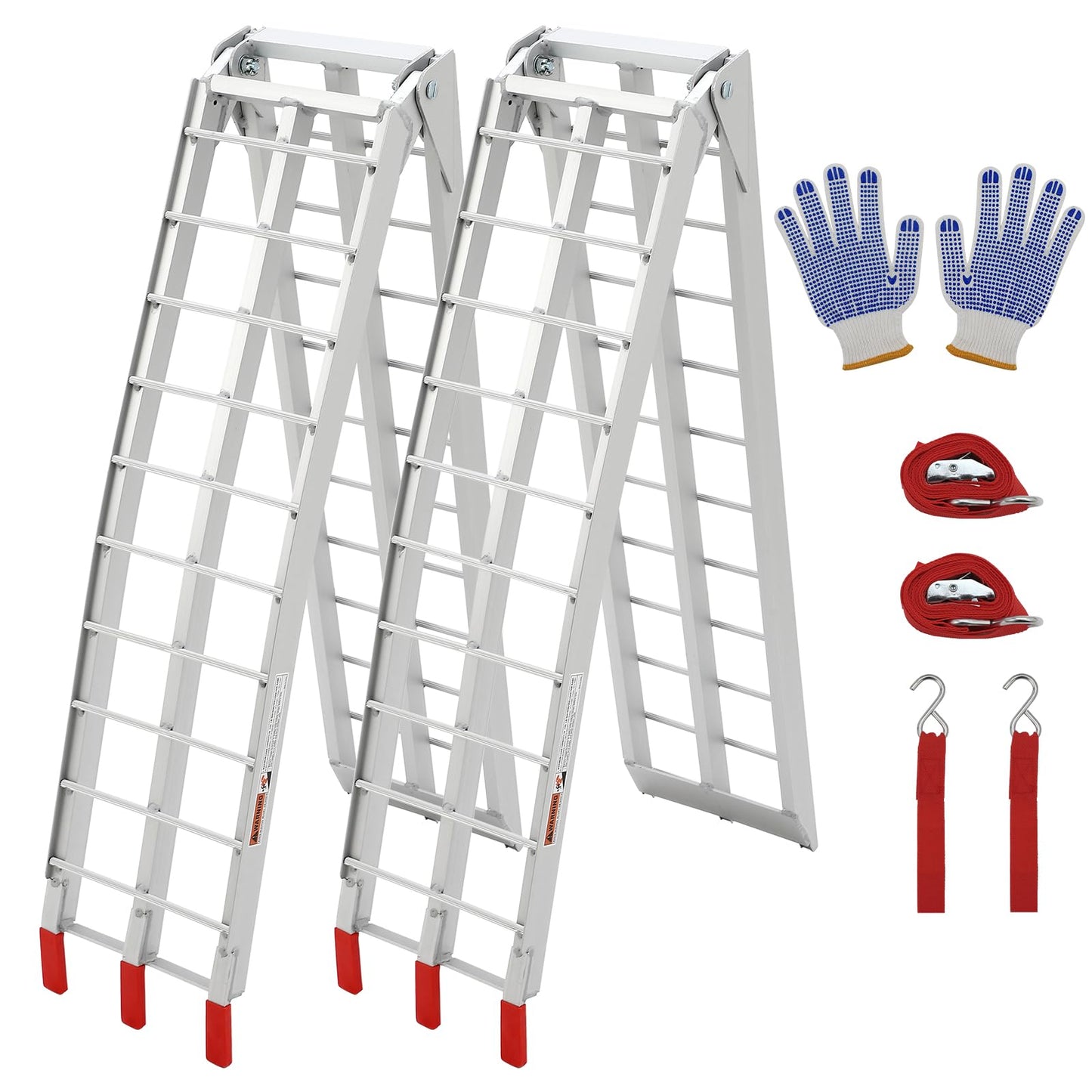 Heavy Duty 1500LB Capacity Aluminum Motorcycle Loading Ramp Set – 7.5FT Folding Design,Load Straps for Pickup Trucks, Motorcycles, Lawnmowers, Dirt Bikes(2-Pack)
