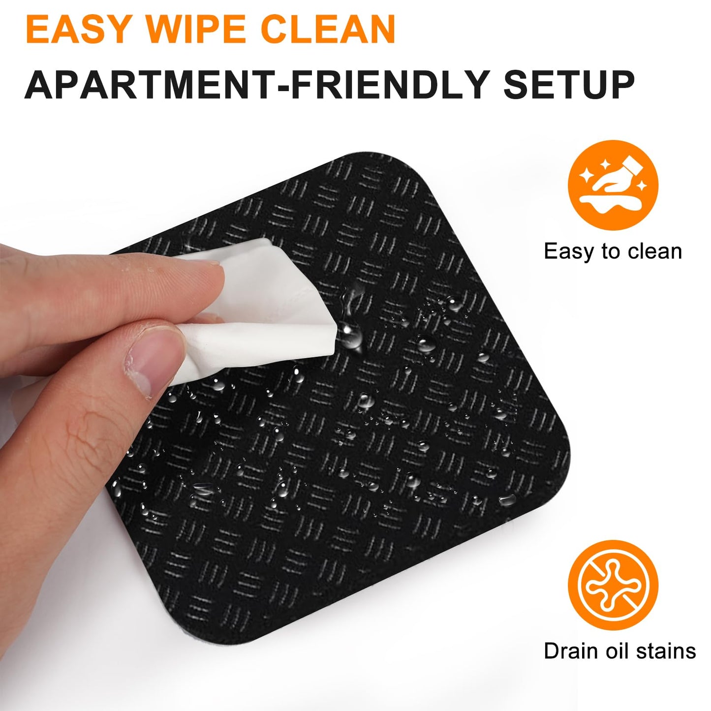 Compact Silicone Treadmill Mat, Non-Slip Shock Absorbing Pad, Floor Protector for Home Gym Equipment, Easy to Clean, Anti-Vibration, Prevents Floor Damage (12, 3.94x3.94x0.2inch)