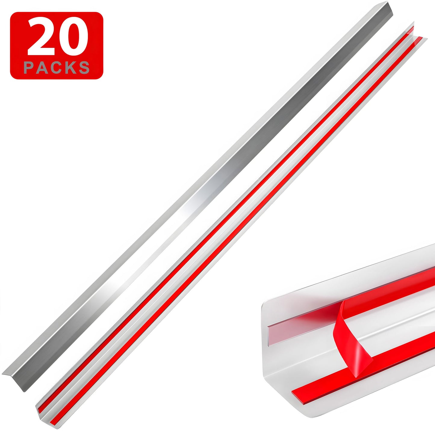 Besino Wall Corner Guards,1.5” x 1.5” x 48”, Metal Wall Corner Protector, 20 Pack for Wall Protection and Decoration, 20 Ga/ 1MM Thickness T304 Stainless Steel Corner Guard with 90-Degree Angle