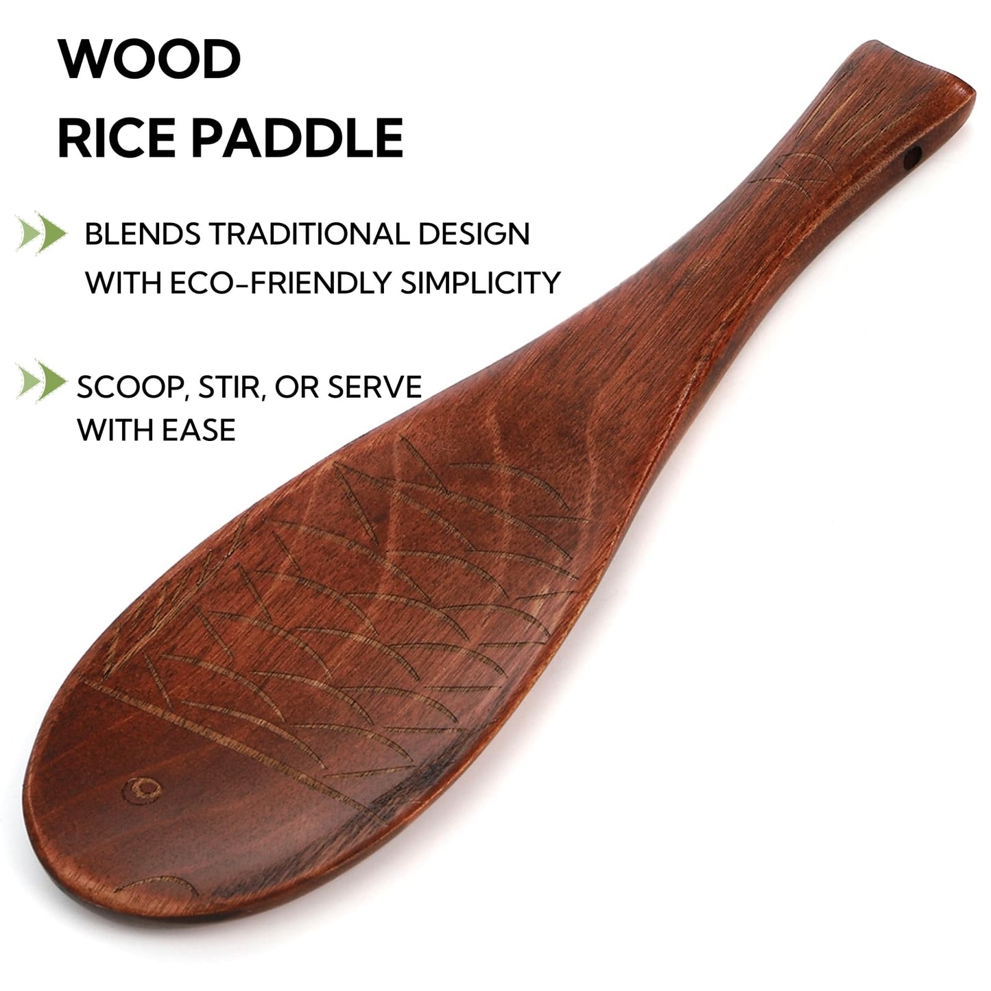 ZOOFOX 6 Pieces Wood Utensils Set, Nonstick Wood Kitchen Utensils with Japanese Style, Wooden Long Chopsticks, Spatula, Toaster Tong, Long Handle Spoon and Fish-shaped Rice Spoon for Cooking