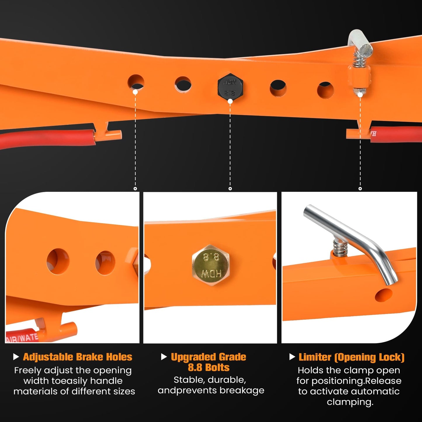HEYVOZE 2646 lbs Granite Slab Lifting Clamp, Adjustable Range: 16.5"-42.5", Heavy Duty Stone Lifting Clamps for Carrying and Vertical Transport of Marble, Concrete Blocks, Slate Sheets, Curb Stones
