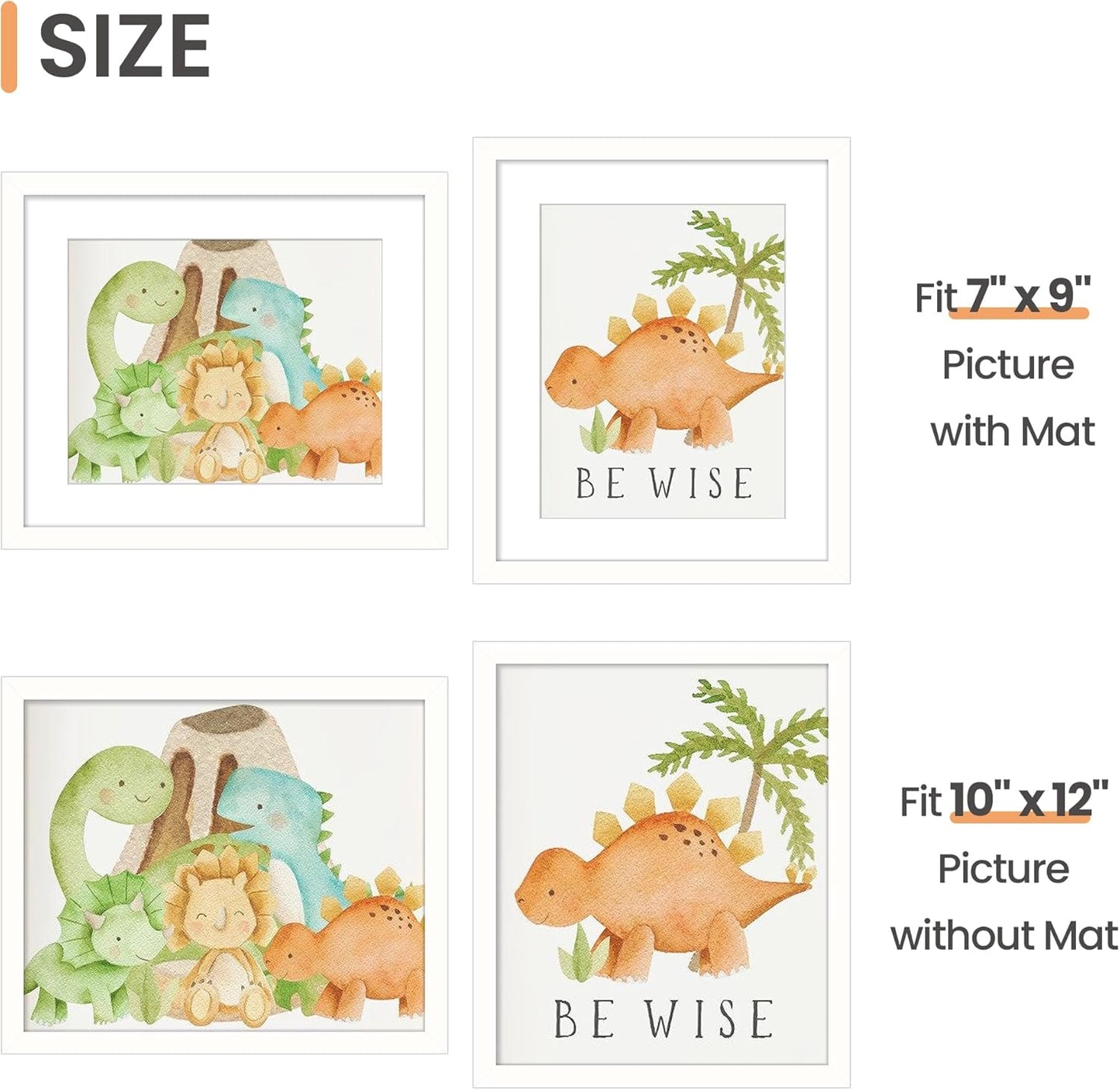 Upsimples 10x12 Picture Frame - Versatile Wall Hanging for 7x9 Photos with Mat or 10x12 Without - White, 1 Pack
