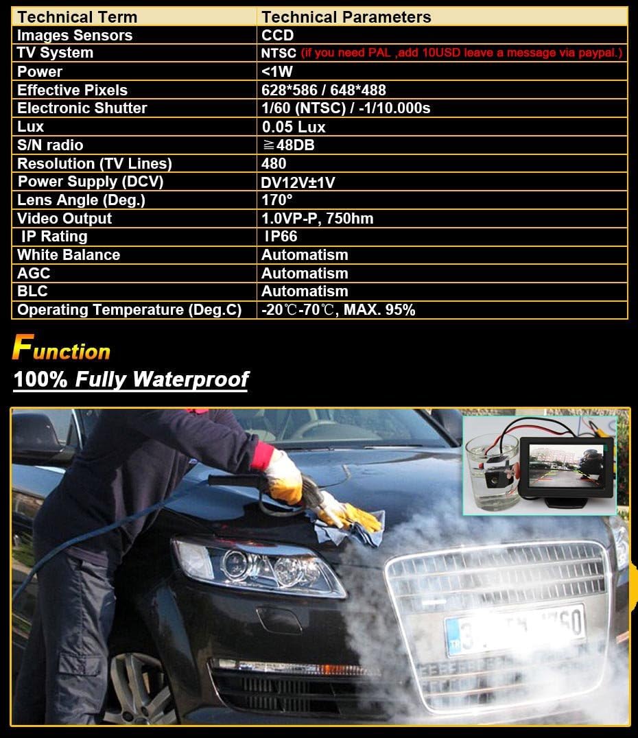 kalakus 0418=77mmx32mm) HD CCD Car License Light Plate Reverse Camera Waterproof Night Vision Rear View Parking Camera