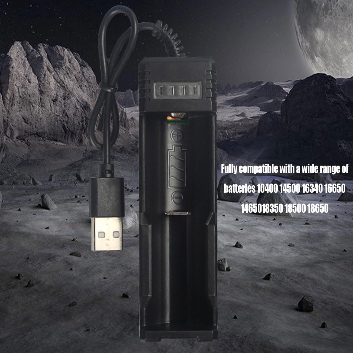 YOWPEY 1-Bay 18650 3.7V 10440 14500 16340 16650 14650 13350 18500 18650 Adjustable Battery Charger with USB Smart