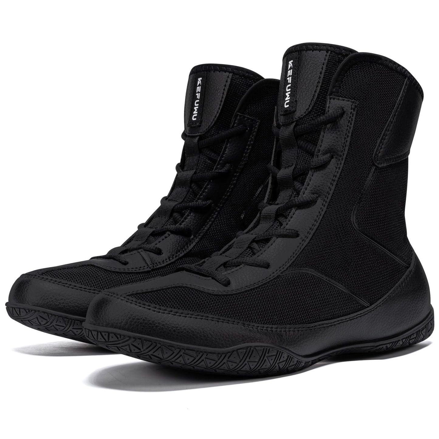 KEFUWU Wrestling Boxing Boots Wide for Men High Top Breathable Lightweight Non-Slip for Competition & Training(9.5 Man Wide, Black)