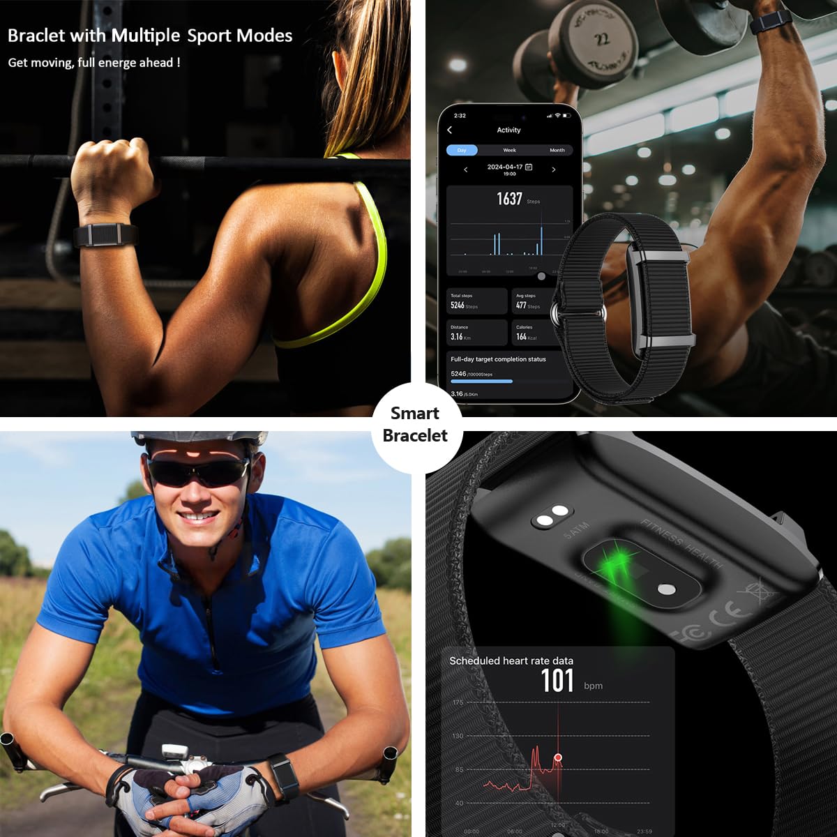 SM SEVENMORE Smart Bracelet Fitness Tracker with Body Temperature Monitoring, 24/7 Heart Rate Sleep Stress Step Monitor, 170+ Sport Modes, IP68 Waterproof Activity Tracker for Men Women (Rose Gold)