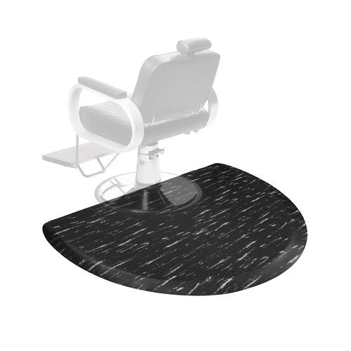 Amcomfy Anti Fatigue Semi Circle Salon Mat for Hair Stylist Anti-Slip Antique Series Salon & Barber Shop Chair Floor Mat (3' x 5' x 1/2'', Marbled Black)