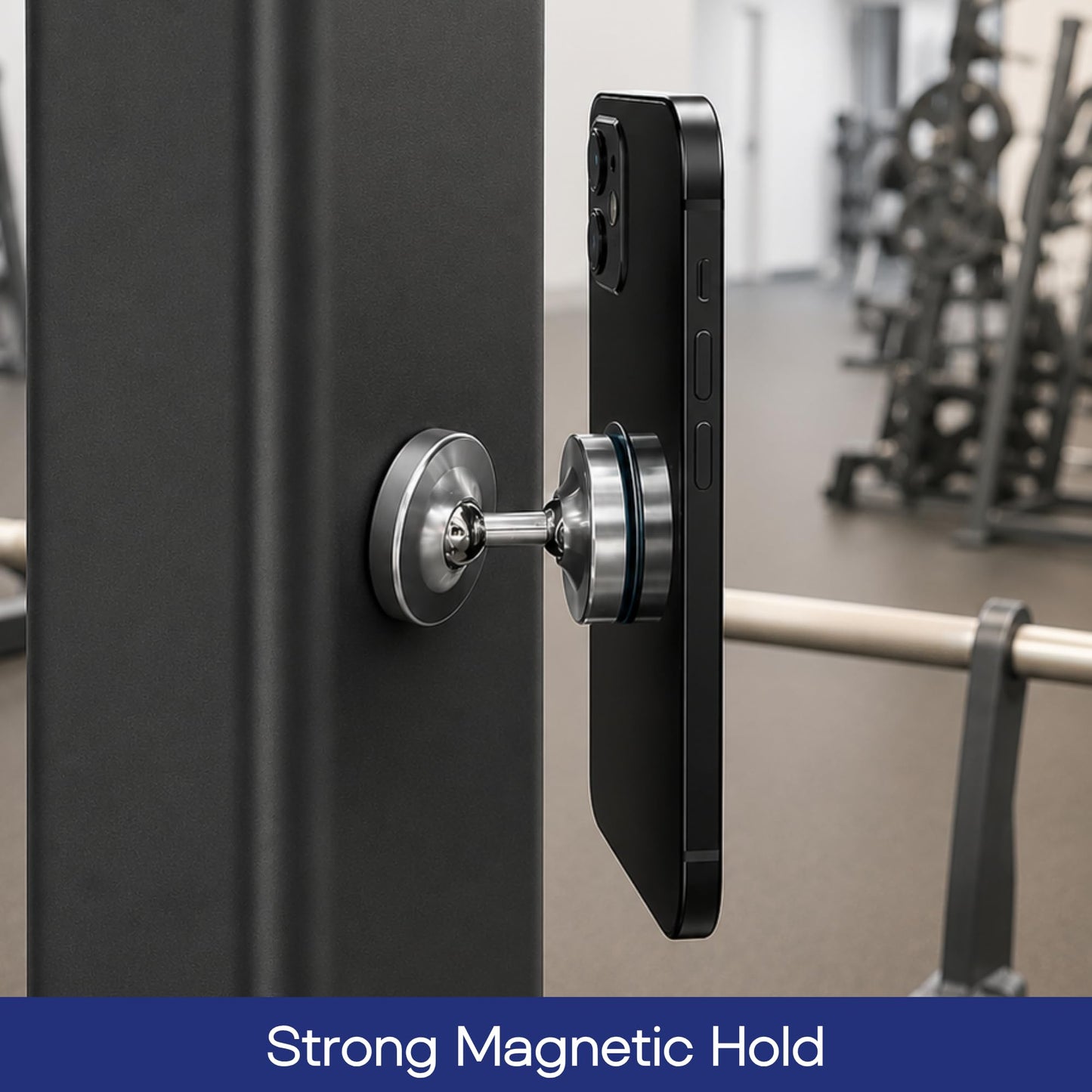 Gym Dual Magnetic Phone Mount & Holder. Attaches magnetically to Metal Surface