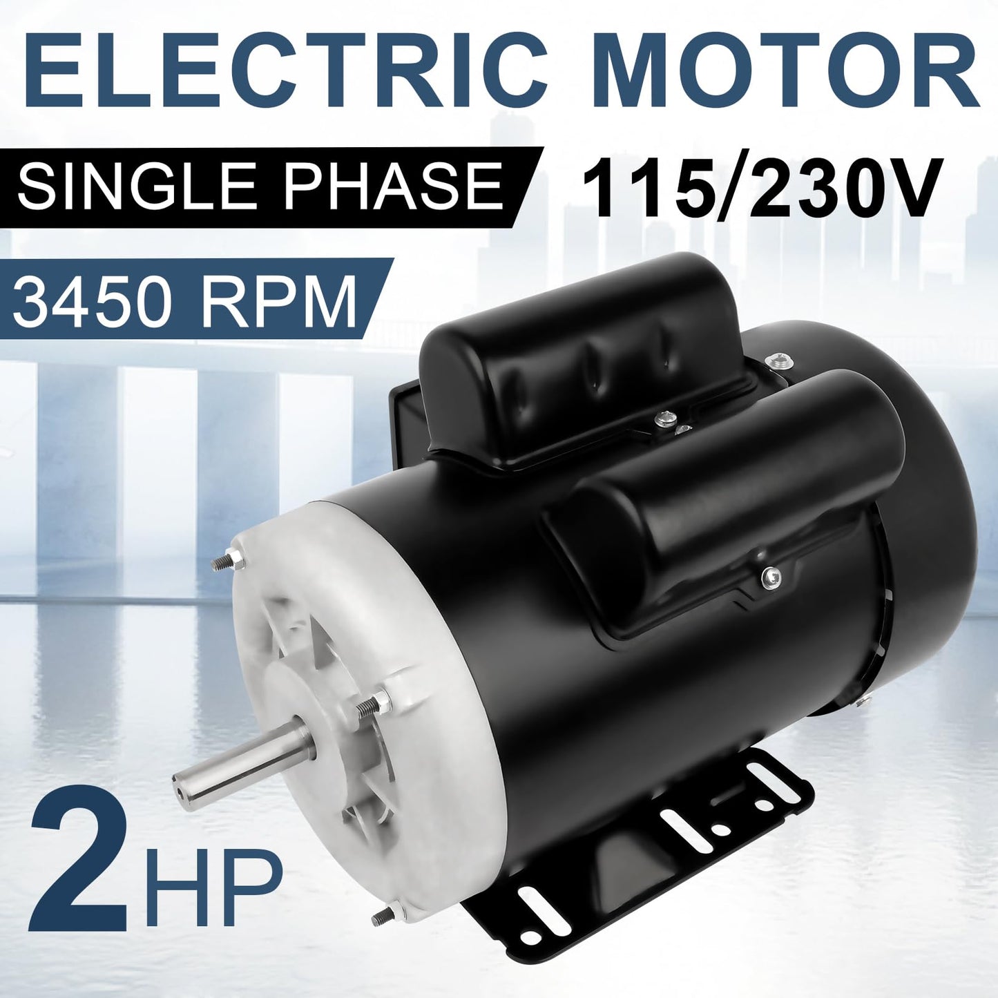 2 HP Electric Motor Farm Duty Single Phase Motor 3450RPM 56 Frame 5/8" Shaft 115/230V TEFC CW/CCW