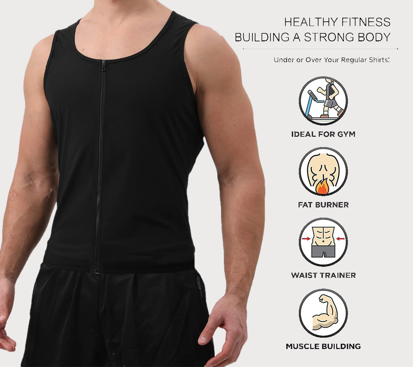 LELTLIMH Men's Sauna Vest Workout Sweat Suits Shirt Tank Top Waist Trainer for Men Compression Enhancing Gym Shapewear(Silvery, 4XL5XL)