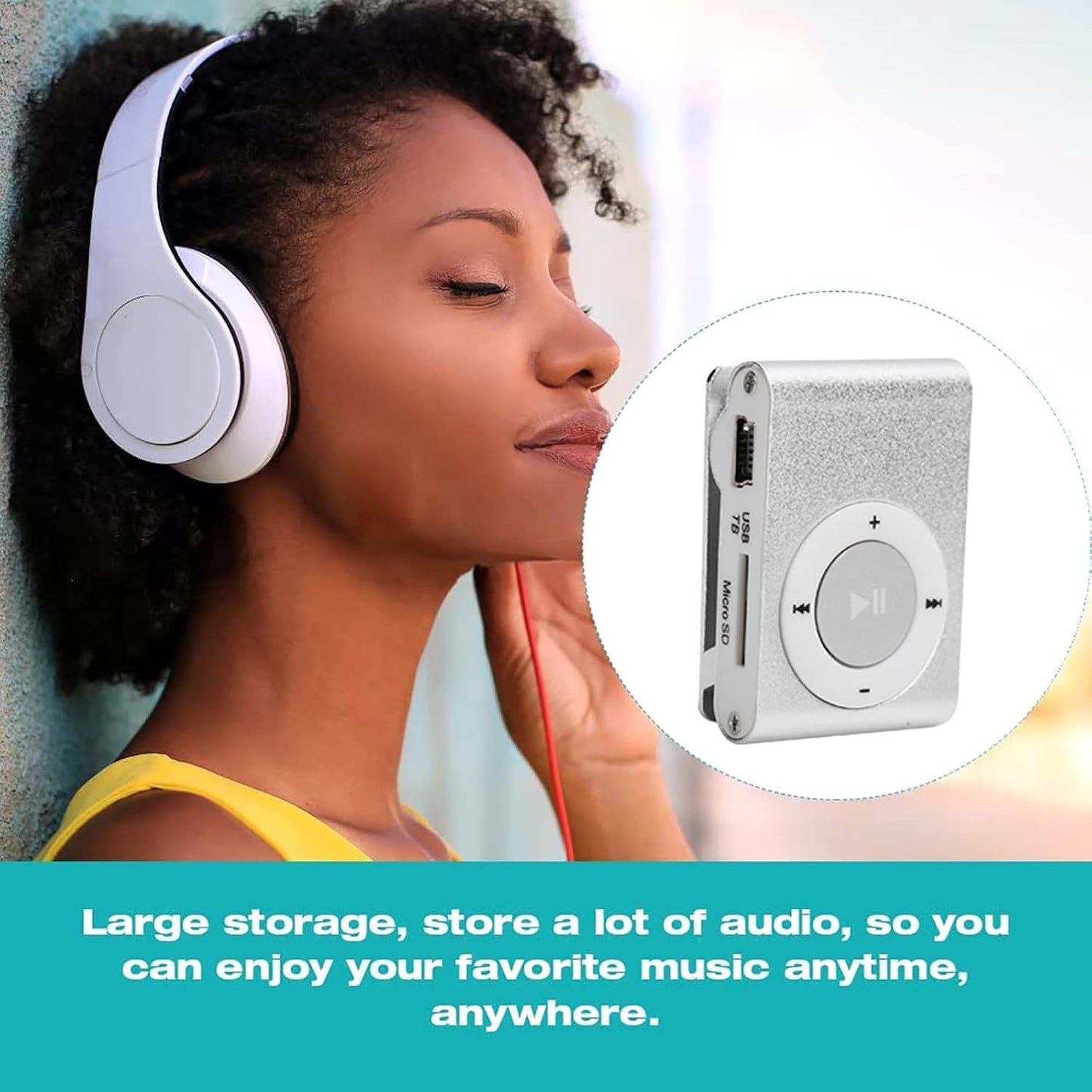 Zopsc-1 Mp3 Mp3 Lightweight Back Clip Player,Portable Mini Player Backclip Lossless Sound Music Player for Running