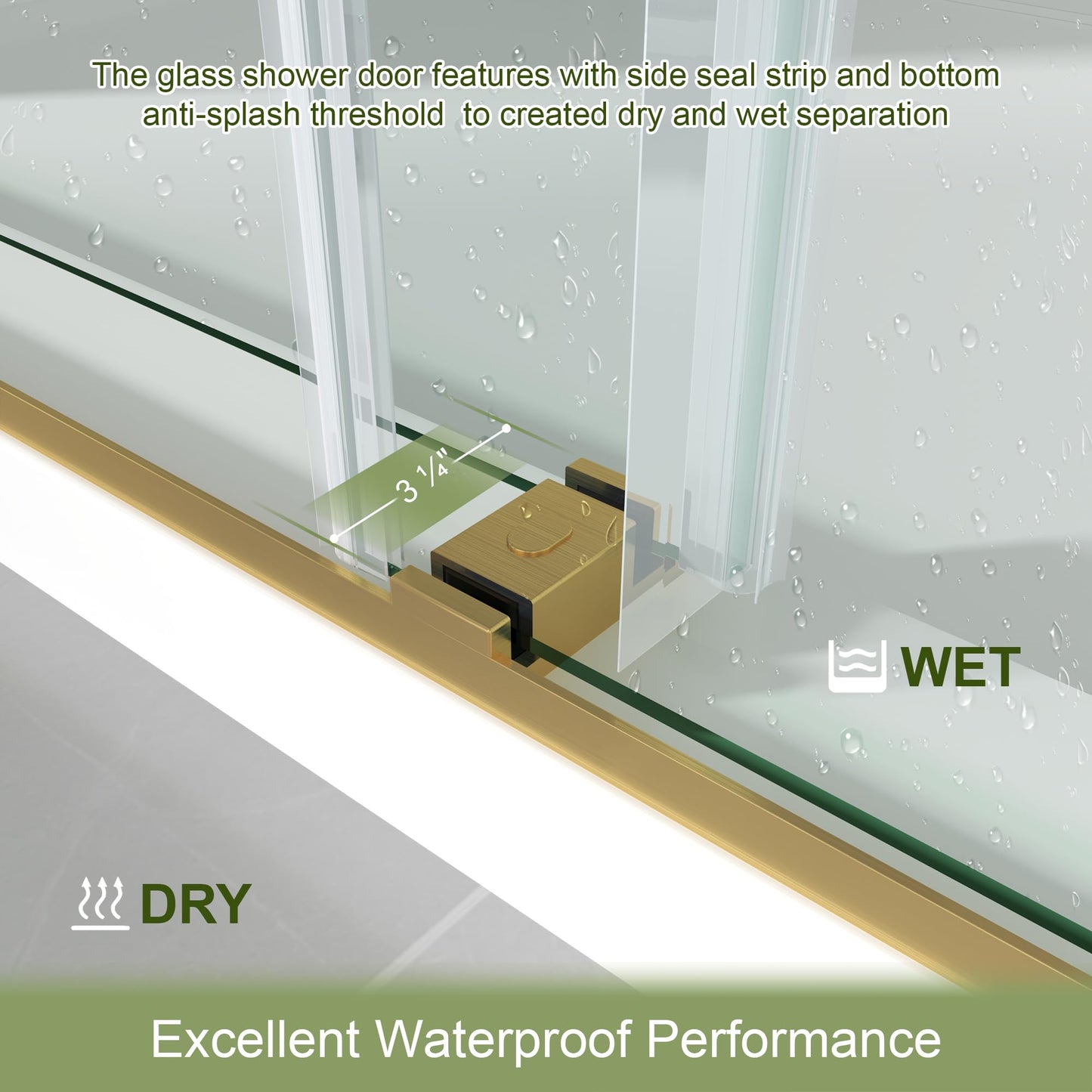 3/8"(10mm) SGCC Tempered Glass, 56-61" W x 72" H Frameless Double Sliding Shower Door, Sliding Glass Shower Door for Walk-in Bathroom with Easy Clean Coating & Stainless Steel Hardware (Brushed Gold)