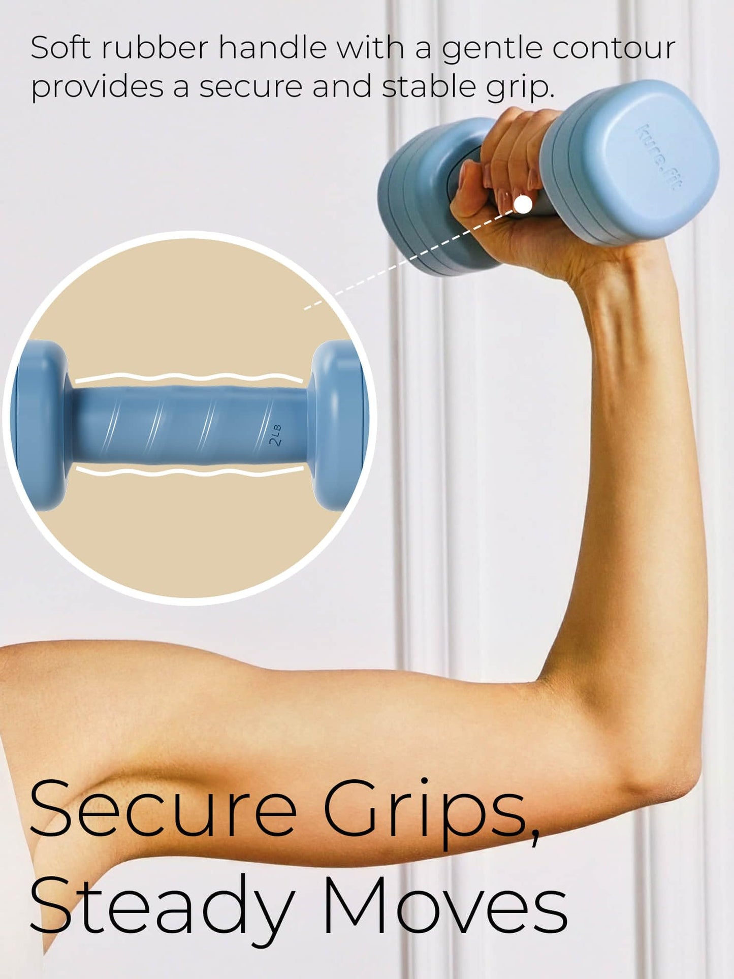 kure.fit Adjustable Dumbbell Set｜2LB 3LB 4LB 5LB Light Hand Weights for Women｜One-Twist Weight Adjustment｜Non-Slip Curved Grip Handle｜Free Weights for Home Gym, Rehab, Pilates, Yoga, Strength Training