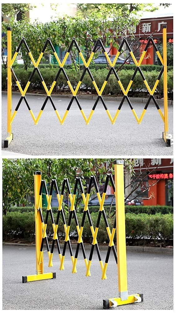 UYCVT Barricade Gateexpandable Safety Barricades, Mobile Barricade Guar with Wheels, Flexible Fence Folding Barrier Gate, for Outdoor Road Garage Construction-Yellow Black-1.2x6m