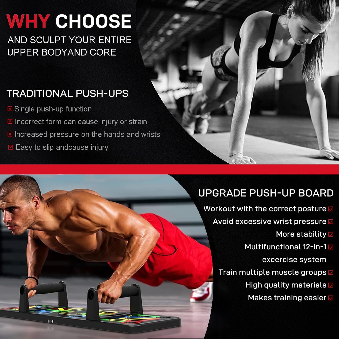 Push Up Board Home Workout Equipment Solid Multi-Functional Pushup Stands System Fitness Floor Chest Muscle Exercise Professional Equipment
