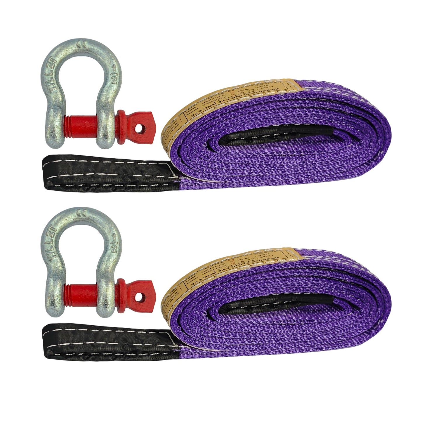 HENBOW Lifting Straps with D Ring Shackle for Hoist,6.5FT× 1In Heavy Duty Flat Lift Sling Web 8800 lbs Capacity，Web Sling Car Tree Saver Winch Recovery