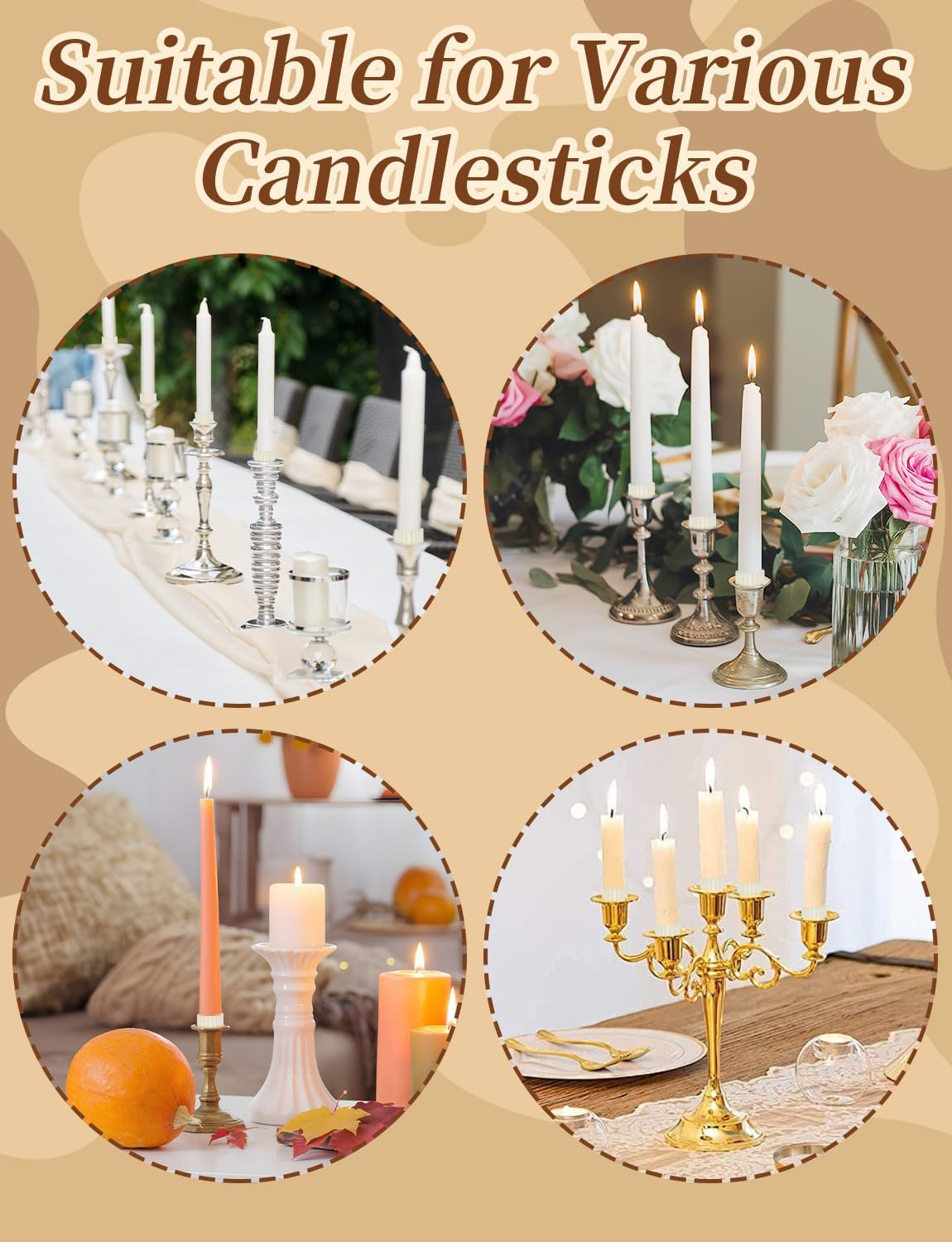 Skiennix 22 Pcs Rubber Candle Hugger - Silicone Taper Candle Grippers for Weddings & Home Decor