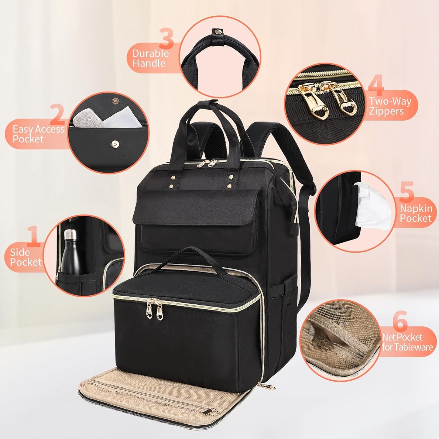 Backpack 17.3 Inch Backpack Backpack BERTASCHE Lunch for Women, Laptop with Insulated Cooler Lunch box, Nurse