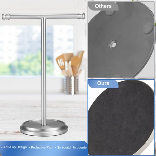 Hand Towel Holder Stand, Free Standing Towel Rack Stand with Stainless Steel Base, Rust-Proof Towel Bar for Bathroom Kitchen Countertop (Brushed Nickel)