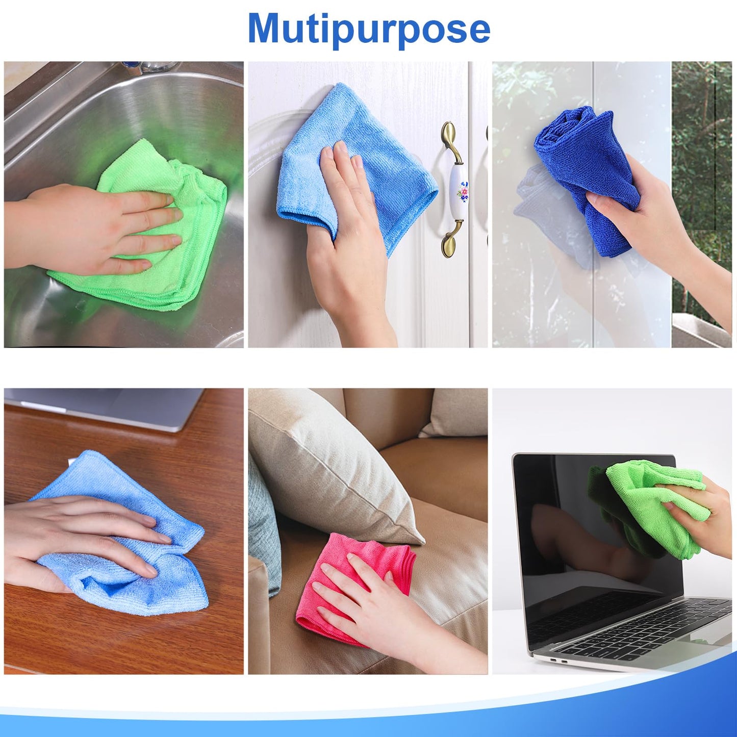 ovwo 12Pcs Premium Microfiber Cleaning Cloth, Highly Absorbent Household Cleaning Supplies - for Kitchen Towels, Dish Cloths, Dust Rag