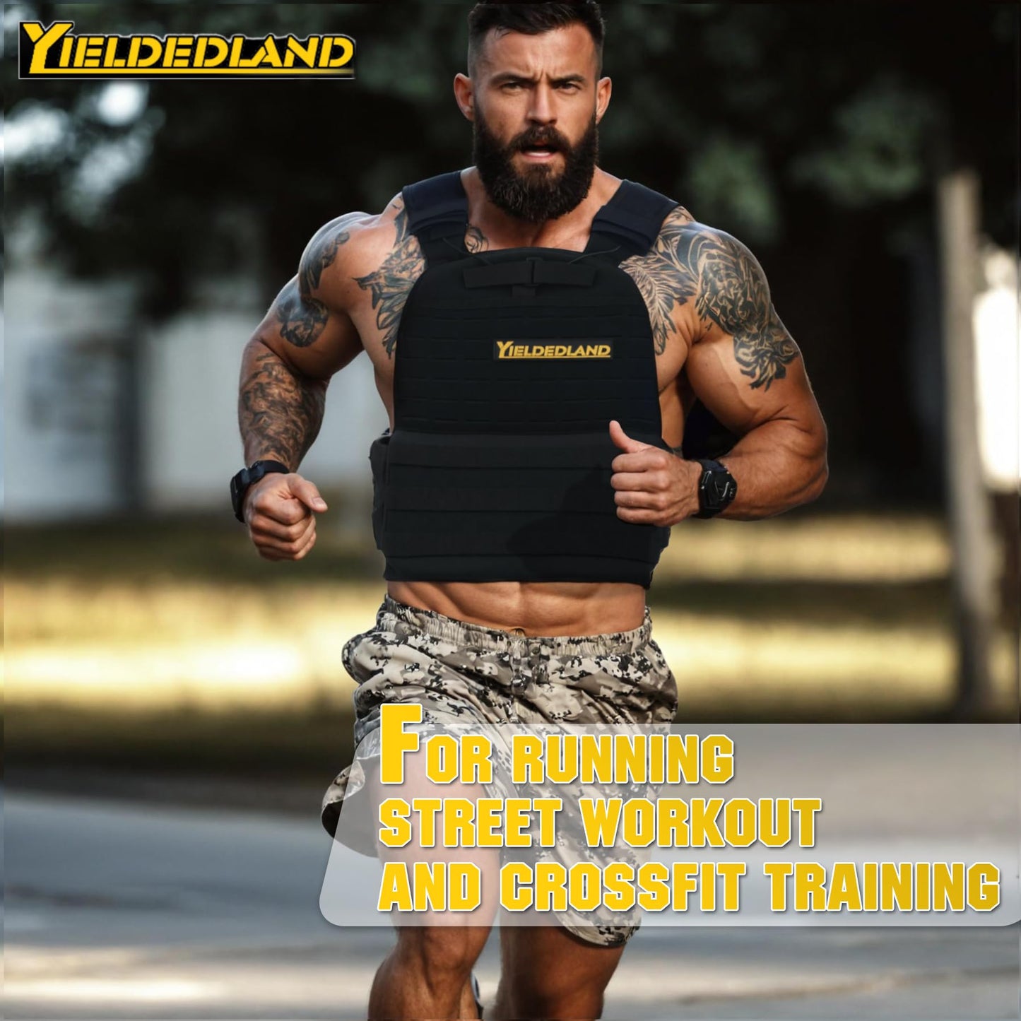 YIELDEDLAND 15lb/21lb Weighted Vest for Men and Women with Weight Vest Plates, Weight Vest for Strength and Endurance Training, Workouts, Running, Walking (Black, 5.75LB Plate)
