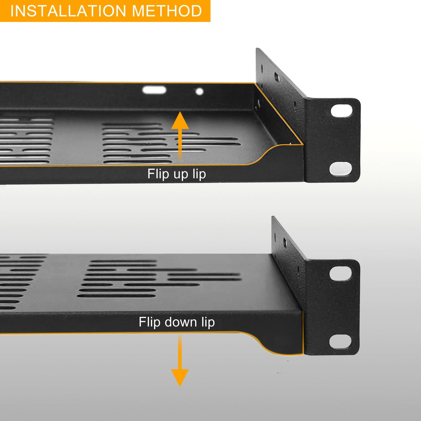 RIVECO 2 PCS 10” Rack Shelves for 19 inches Network Rack & Cabinets, 1U Rack Mount Shelf Vented Cantilever Tray, for Server, IT & Sound Equipment