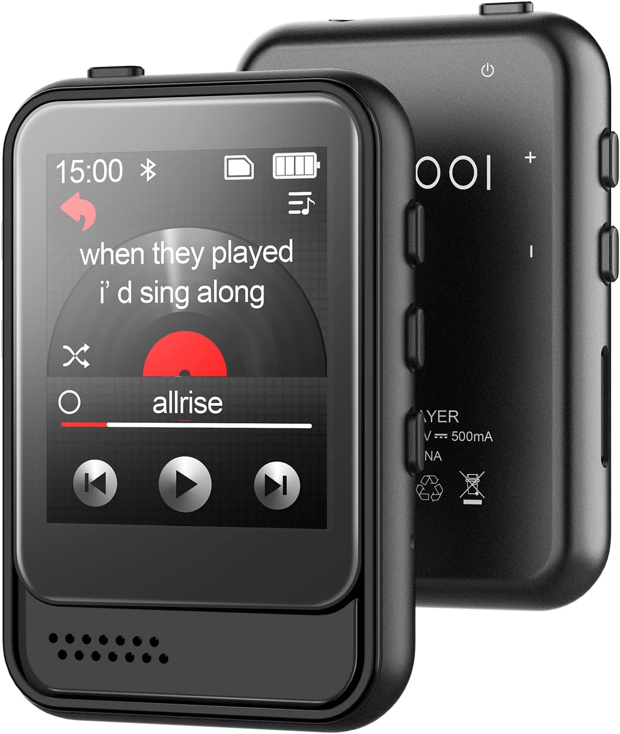 Colorcool MP3 5.3,Portable MP3 512GB Player with Bluetooth Music Player with Speaker and Micro SD Card Slot Player
