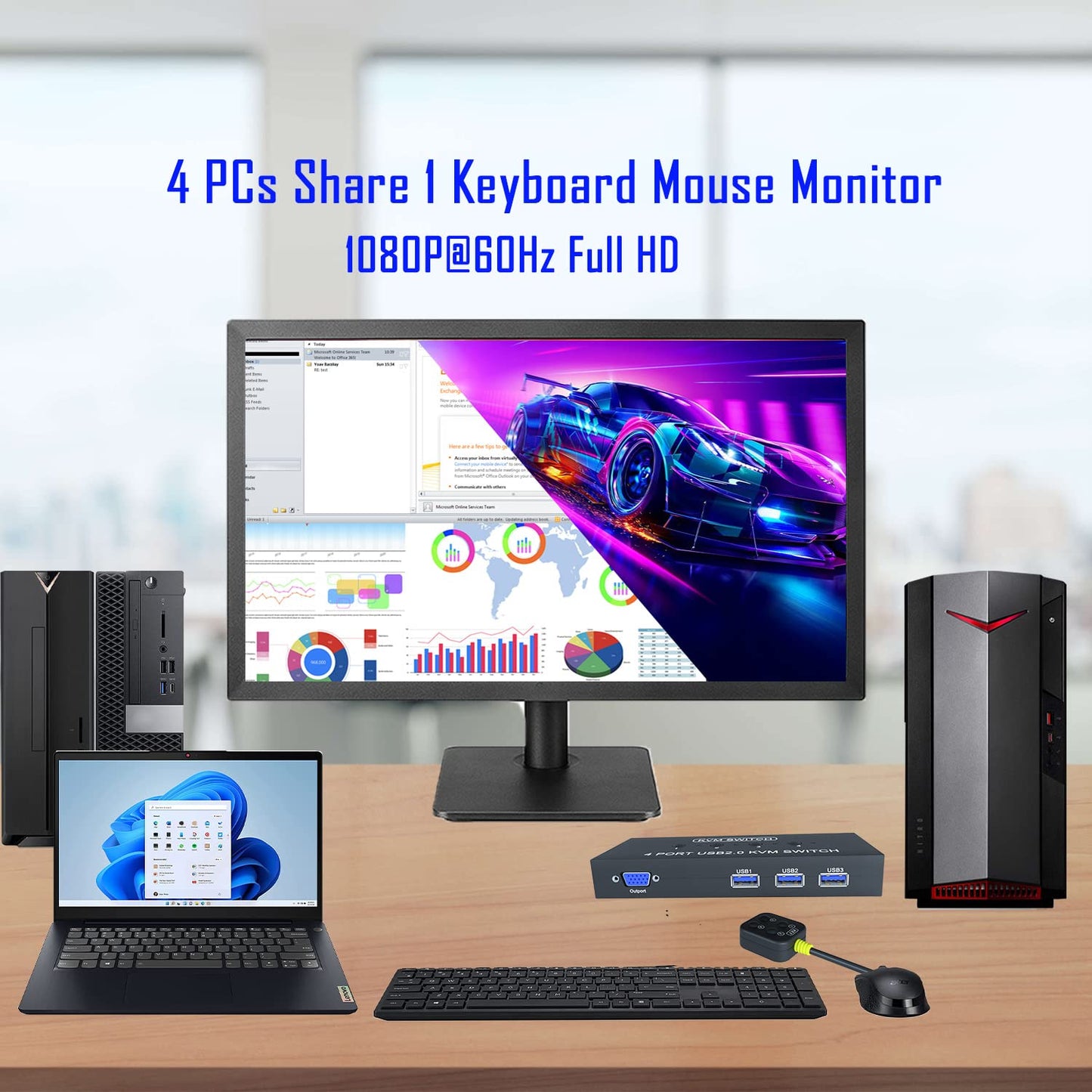 4 4 1 3 2.0 OS,4 1 KVM Switch VGA Port - VGA KVM Switch for Computers Share Monitor & USB Devices,Keyboard Mouse
