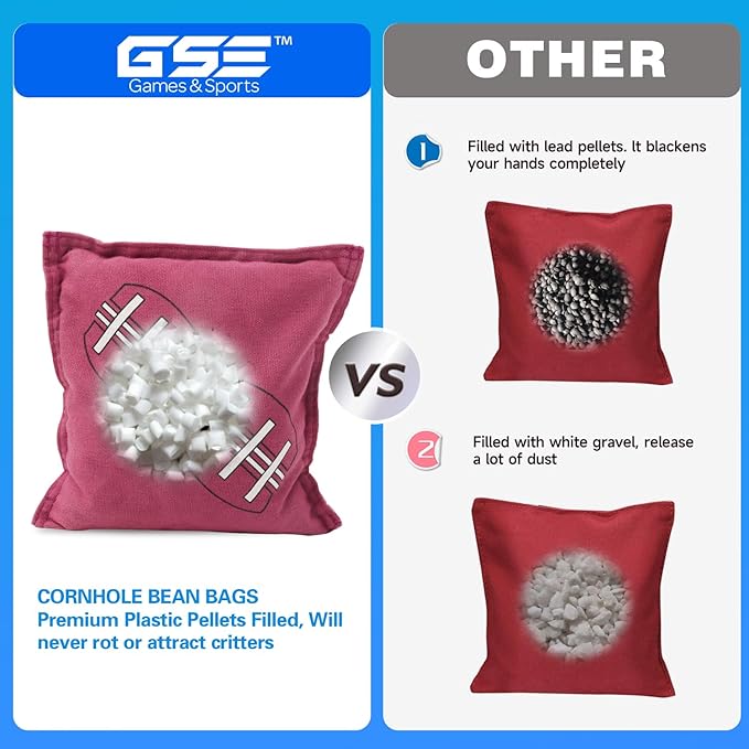 GSE Games & Sports Expert Set of 8 Premium Weather Resistant Cornhole Bags. Regulation Size and Weight Bean Bags for Cornhole Toss Games (Several Styles Available)