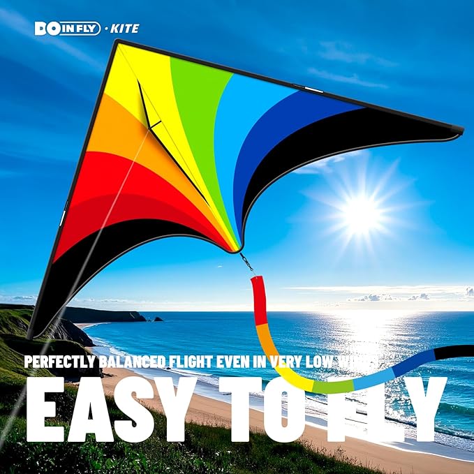 Delta Kites for Kids & Adults, Extremely Easy to Fly, Single Line Beach Kite