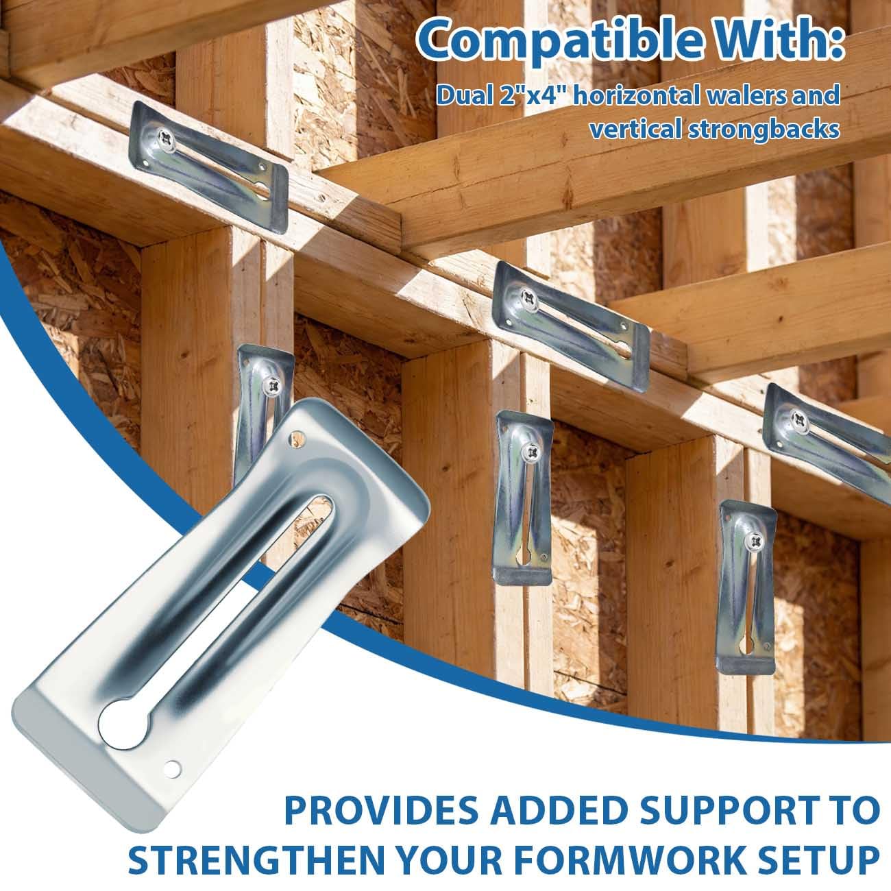 100 Pcs Galvanized Steel Concrete Snap Tie Wedges, 2-3/8" L x 6-1/8" W - Compatible with Standard, Short, Long, and Heavy-Duty End Snap Ties Suitable for Building Concrete Forms Applications