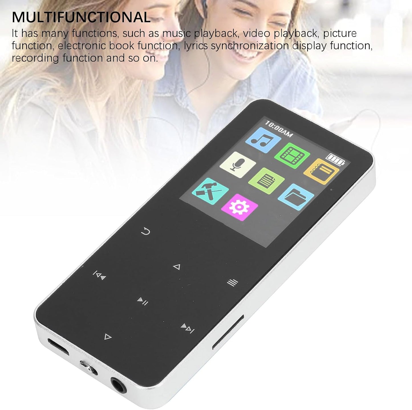 Yoidesu MP3 MP3 1.8 Inch (4GB) Player with Bluetooth, Portable HiFi Lossless Sound Mini Music Player, Music with TFT