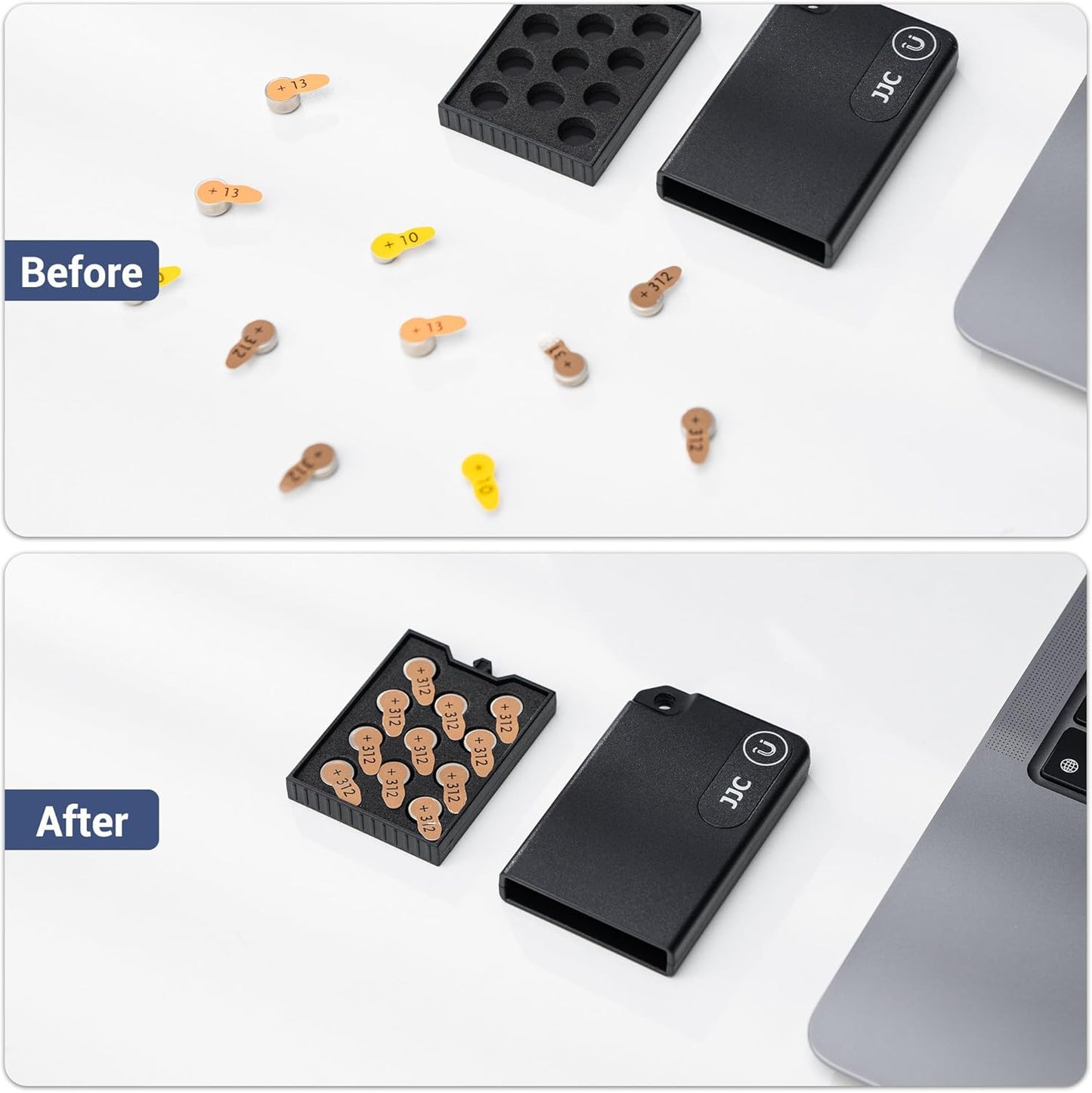 JJC 312 13 10 LR41 11x A312 Size312 P312 PR41 P13 P10 AG3, Portable Size Battery Case Holder Storage, Pop-up Design