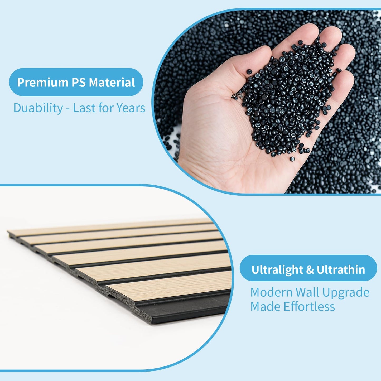 Art3d 4-Pack Glue-On Six-Grid Wainscoting Panel for Interior Wall Decor - 104 x 12 Inch Polystyrene Ultralight Slim Slat Wall Panels for Living Room Bedroom, Oak
