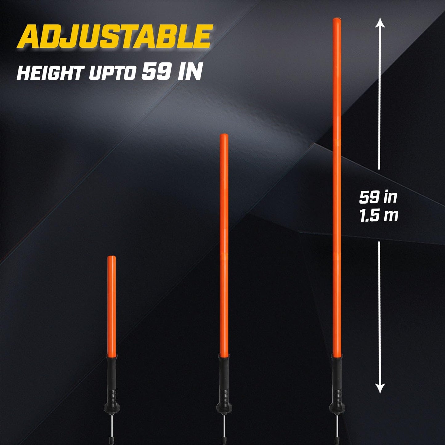 AKABIKE Agility Training Poles Set (Spike/Water/Rubber Base with 3.3ft/1m to 4.9ft/1.5m Poles)