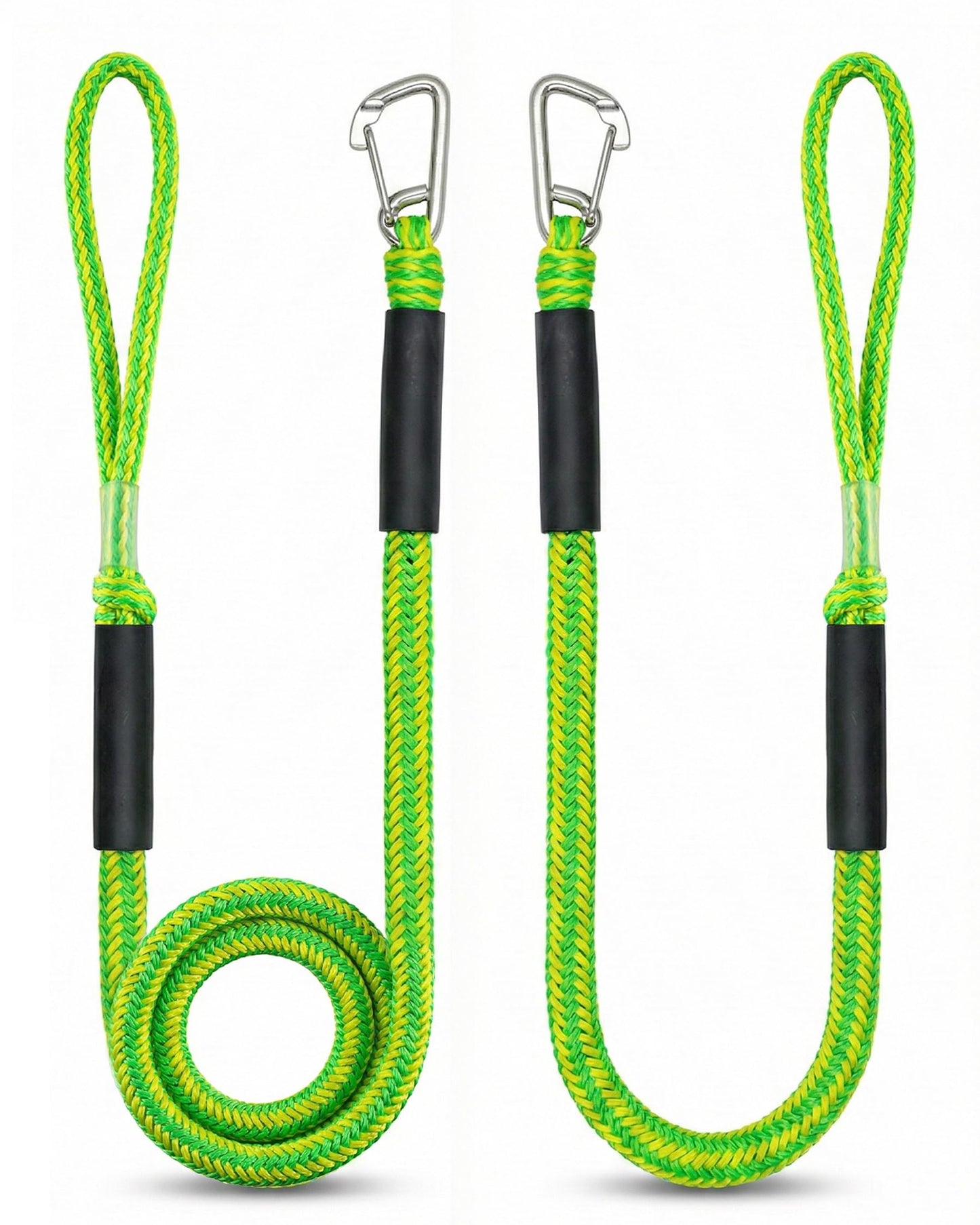 2Pack 4 FT Bungee Dock Lines with 316 Stainless Clips, Shock-Absorbing Elastic Marine Mooring Ropes/Tie Downs for Boat, Jet Ski, Kayak, Pontoon, PWC Accessories, 2200LB Breaking Strength