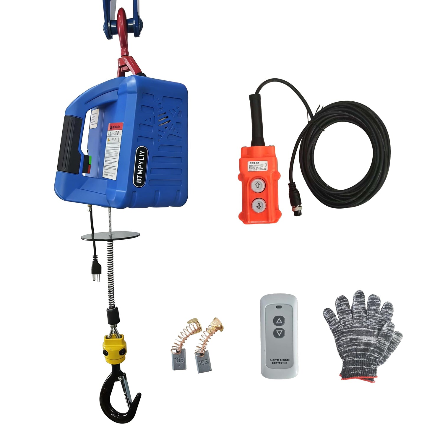 Wireless 3-in-1 Hoist Winch, 1500W/120V, 1100 Lbs Capacity Portable Electric Winch with Remote Control - Lift, Pull, Drag in Garage, Workshop, Farm