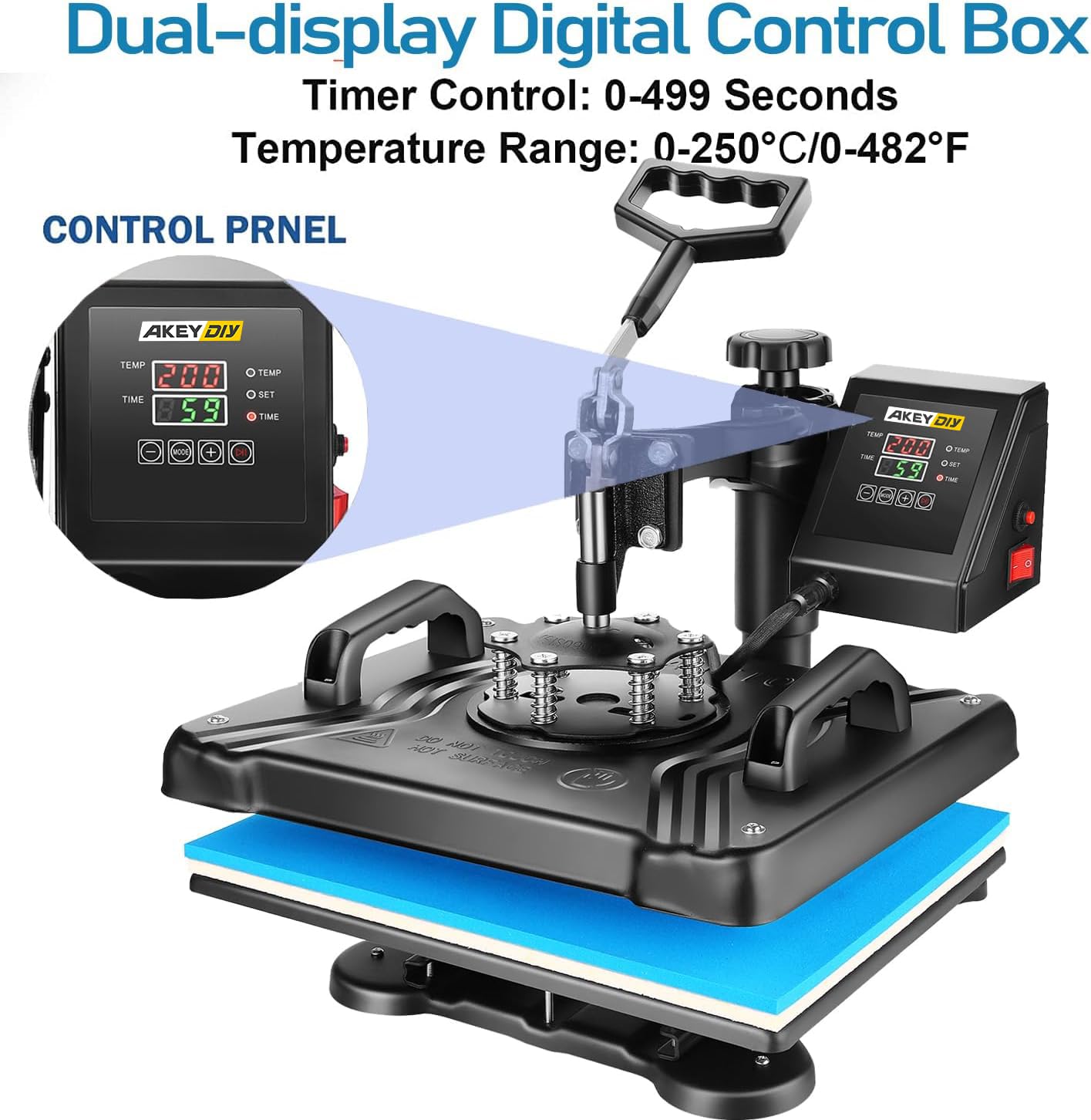 AKEYDIY Professional 5 in 1 Heat Press Machine for t Shirts Digital Heat Press Combo 12" x 15" 360-degree Swing Aweay Shirt Press Machine Sublimation Heat Press for T Shirts Mug Hat Plate