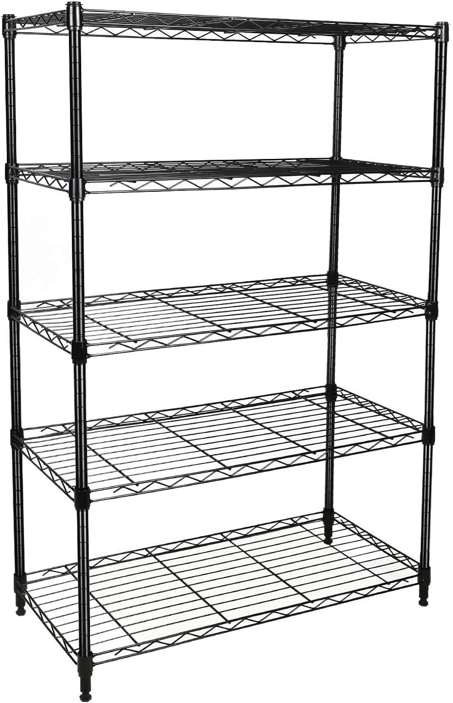 Simple Deluxe Heavy Duty 5-Shelf Storage Unit - 1250lbs Capacity | 29.92" D x 13.98" W x 61.09" H, Black