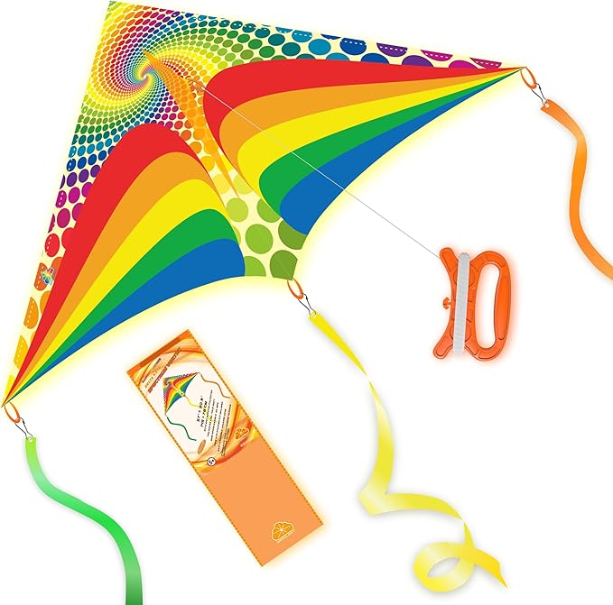 ORGCLDKT-Rainbow Cruiser Delta Kite, Kites for Kids Ages 8-12,4-8,Boys,Girls,Kites for Adults,Beach,Beginners,Giant.1Pc or 3Pcs Pack. Easy to Fly.