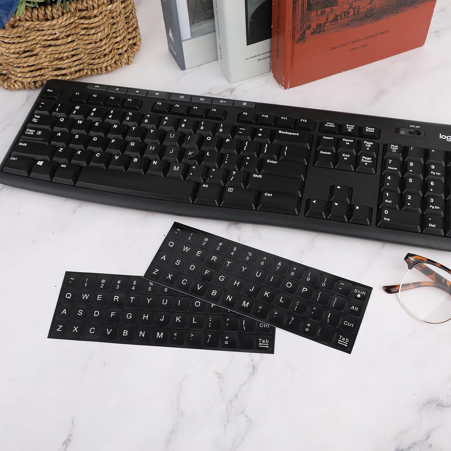Mozeat Lens 4 English Keyboard Stickers, Pcs Universal Laptop Keyboard Stickers Keyboard Letter Replacement Stickers