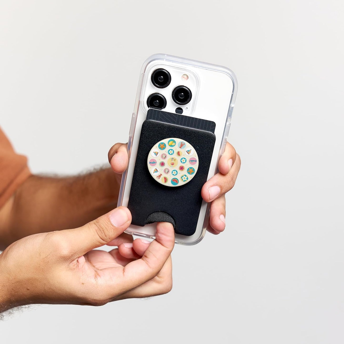 Beachy Summer Lobster Sardine Fish Coastal Collage PopSockets PopWallet for MagSafe