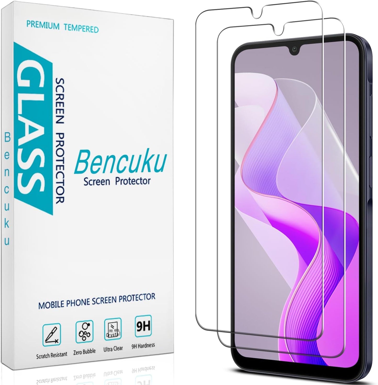 (2 Pack) A26 5G 9H Designed for Samsung Galaxy Tempered Glass Screen Protector, Hardness, Anti Scratch, Bubble Free