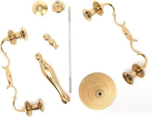 Metal Candelabra | Five Arm Decorative Candlestick Holder - 16 Inch Tall - Elegant Gold Centerpiece for Weddings & Events